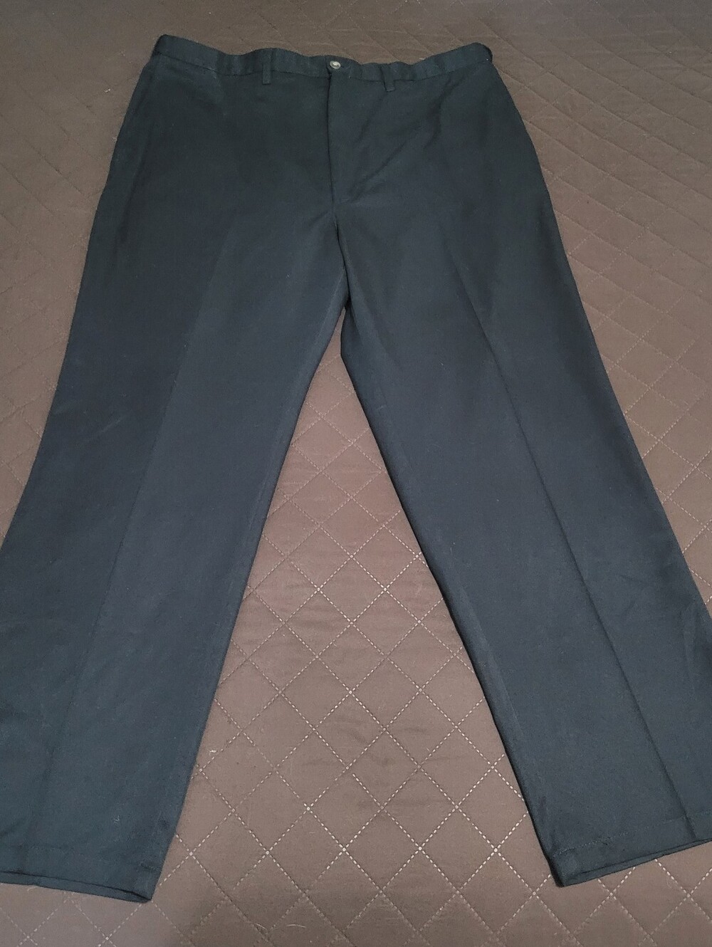 Haggar Men's Dress Pants Black Flat Front Slacks 42x32